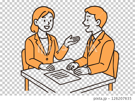 男女でビジネス面談を行うイラスト 126207635
