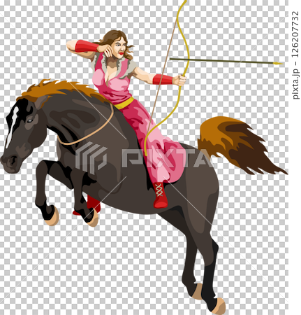 Female Warrior Archery Riding Horse Female Warrior Archery Riding Horse 126207732