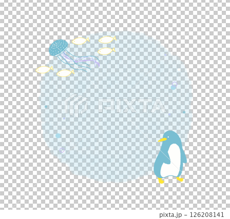 Penguin and sea motif round frame 126208141