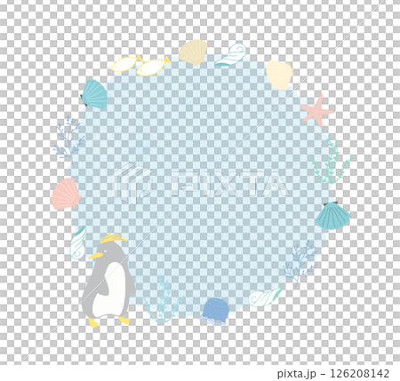 帶有企鵝和海洋圖案的圓形框架 126208142