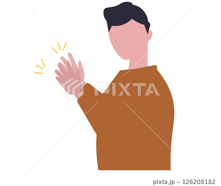 パチパチと拍手する男性。賞賛する。称える。ベクターイラスト パチパチと拍手する男性。賞賛する。称える。ベクターイラスト 126208182