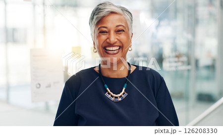 Office, mature woman and accountant with laugh in portrait, confidence and about us for finance agency. Business, female person and financial advisor with happiness for investment, project and growth Office, mature woman and accountant with laugh in portrait, confidence and about us for finance agency. Business, female person and financial advisor with happiness for investment, project and growth 126208330