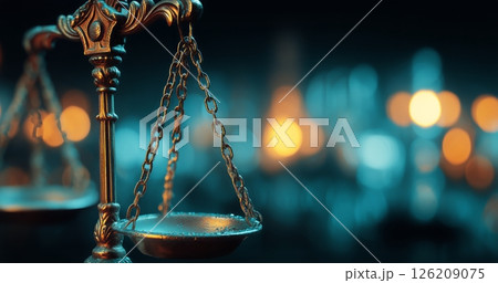 Elegant Scales of Justice in a Dimly Lit Setting Showcasing Laws Solemnity 126209075