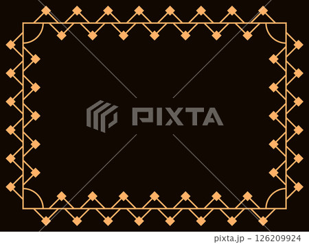 Art deco frame. Vintage linear border. Design a template for invitations, leaflets and greeting cards. Geometric golden frame. The style of the 1920s - 1930s. Vector illustration Art deco frame. Vintage linear border. Design a template for invitations, leaflets and greeting cards. Geometric golden frame. The style of the 1920s - 1930s. Vector illustration 126209924