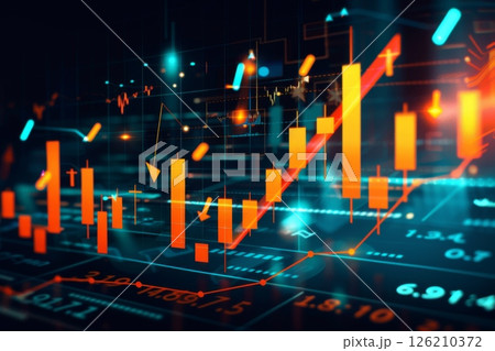 Futuristic Stock Market Chart with Glowing Data or Dynamic Financial Timeline for graphic background 126210372
