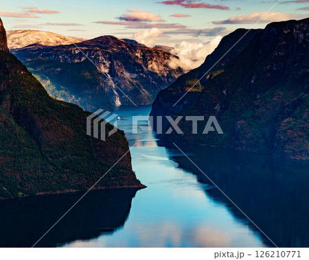 Fjord landscape Aurlandsfjord in Norway Fjord landscape Aurlandsfjord in Norway 126210771