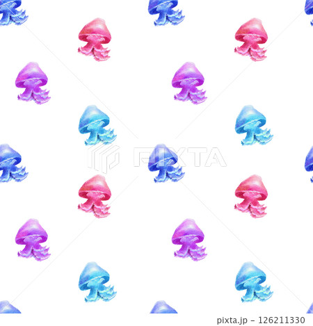 Watercolor pattern with colorful neon jellyfish 126211330