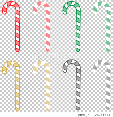Christmas candy cane set in red, green, yellow and grey Christmas candy cane set in red, green, yellow and grey 126211354