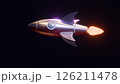 abstract 3d render illustration with cartoon rocket in outer space 126211478