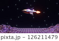 abstract 3d render illustration with cartoon rocket in outer space 126211479