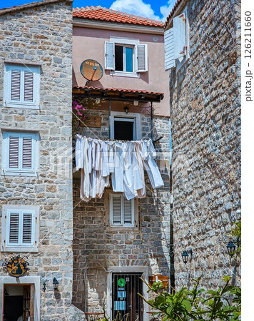 Old Town of Budva with Stone Streets, Historic Churches, and Yacht Marina 126211660