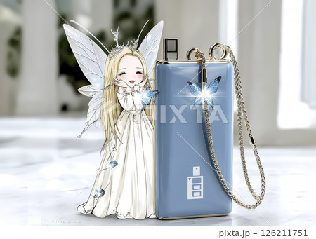 テクノフェアリー 外に連れて行ってもらうのを待っているフル充電になった充電の妖精のイラスト素材 テクノフェアリー 外に連れて行ってもらうのを待っているフル充電になった充電の妖精のイラスト素材 126211751