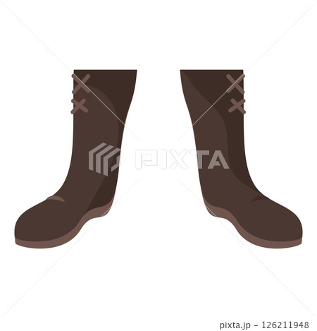 Dark brown leather boots with laces. Vector Dark brown leather boots with laces. Vector 126211948