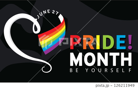 Ribbon heart pride month logo. Vector 126211949