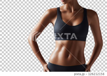 Tight female abs (black tank top/transparent background) Tight female abs (black tank top/transparent background) 126212158