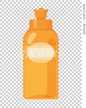 Illustration of an orange bottle of dishwashing detergent 126212436