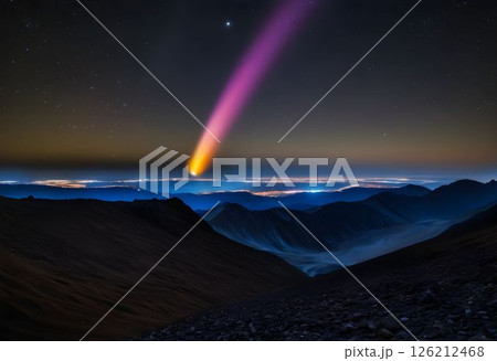 Bright Comet Trailing Through Cosmic Space 126212468