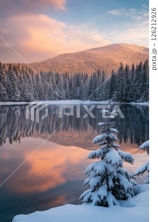 winter landscape calm hues foreground tree 126212926