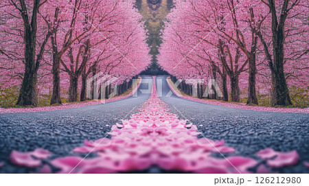depiction road flowers asphalt area petals 126212980