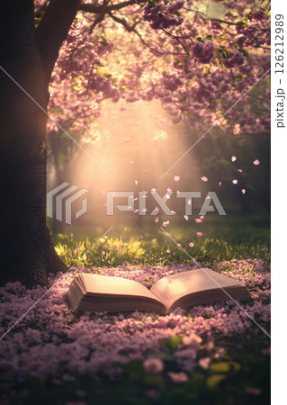 bed flowers background pages closeup book 126212989
