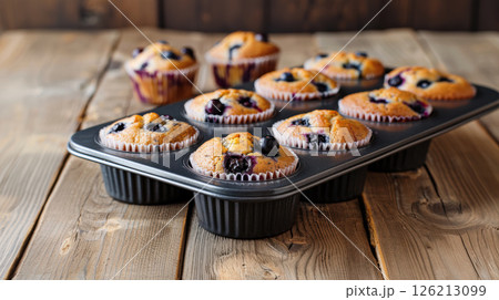 muffins table crust blueberries closeup blueberry 126213099