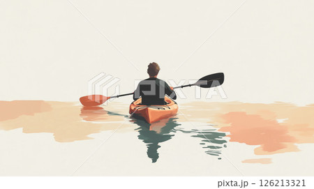 illustration person calm body water kayak 126213321