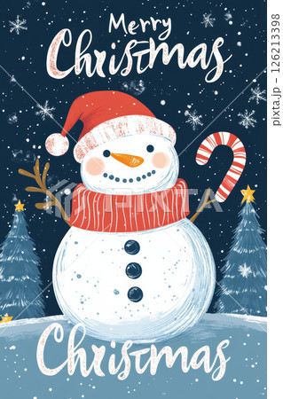 card snowman hat candy background snowflakes card snowman hat candy background snowflakes 126213398