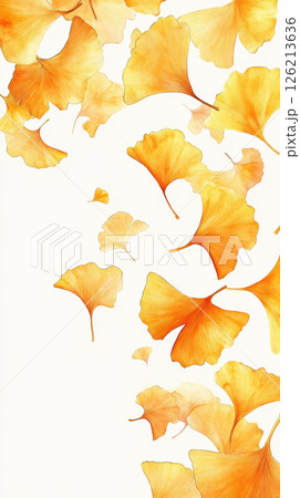 watercolor ginkgo background orange biloba painting 126213636