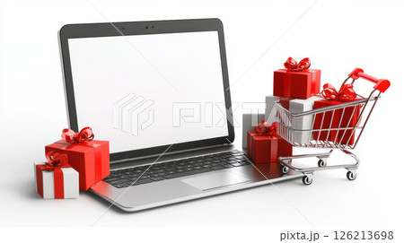 laptop gift boxes cartlaptop background screen 126213698