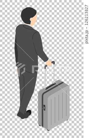 提著行李箱旅行的男人 — — 等距 提著行李箱旅行的男人 — — 等距 126213827