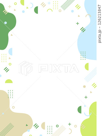 幾何学と不定形のフレーム素材　グリーン、水色 126213847
