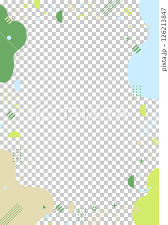 幾何学と不定形のフレーム素材　グリーン、水色 126213847