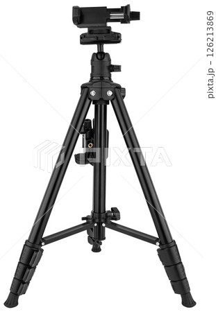 Tripod for photo video equipment, on white background in isolation 126213869