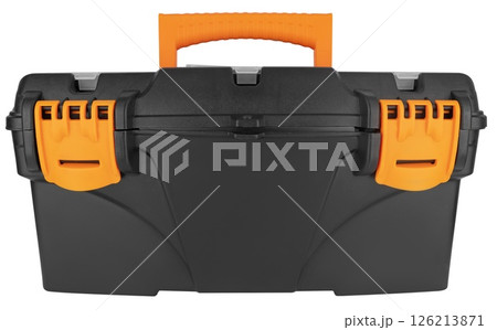 plastic tool case, tool box on white background 126213871