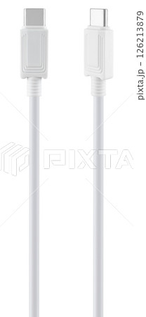 Type-C charging cable with high transfer speed, on white background Type-C charging cable with high transfer speed, on white background 126213879