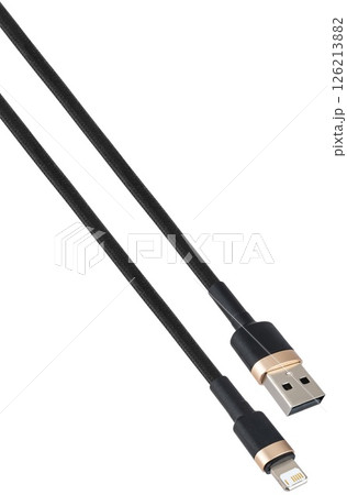 Reliable Lightning - USB cable presented on a light background. 126213882