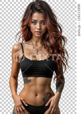 Portrait of a young girl in tattoo Portrait of a young girl in tattoo 126213896