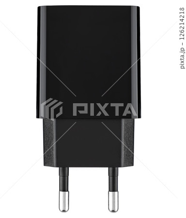 Compact charger for smartphones and gadgets, on a white backgrou Compact charger for smartphones and gadgets, on a white backgrou 126214218