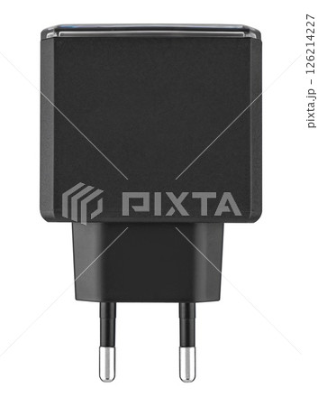 Mains power adapter for smartphones and tablets, on white background 126214227