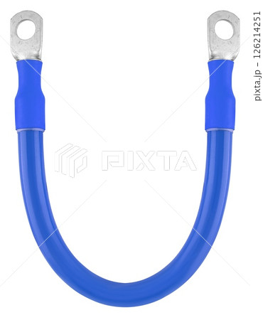 Flexible connecting wire with terminals, insulated on white background Flexible connecting wire with terminals, insulated on white background 126214251