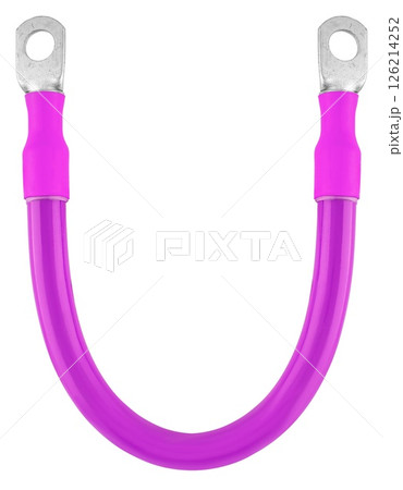 Flexible connecting wire with terminals, insulated on white background 126214252