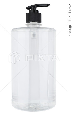 plastic bottle with dispenser, on a white background in insulation 126214292