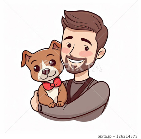man with dog man with dog 126214575