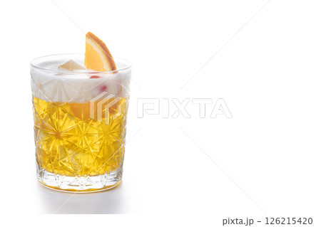 Classic cocktail whiskey sour isolated on white background 126215420