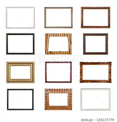 set of wooden frames for photos and certificates isolated set of wooden frames for photos and certificates isolated 126215779