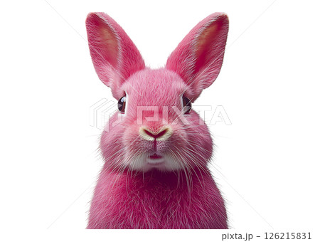 Adorable pink bunny rabbit portrait.  A fluffy, charming image perfect for Easter, childrens products, or whimsical designs. 126215831
