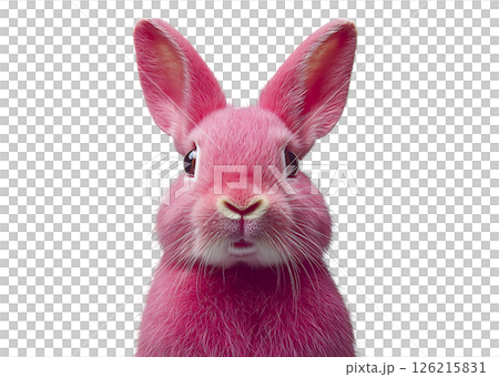 Adorable pink bunny rabbit portrait.  A fluffy, charming image perfect for Easter, childrens products, or whimsical designs. 126215831
