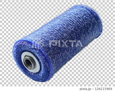 Closeup of a roll of textured blue fiber, showcasing its intricate detail and industrial aesthetic. Perfect for concepts of manufacturing, technology, or sustainability. Closeup of a roll of textured blue fiber, showcasing its intricate detail and industrial aesthetic. Perfect for concepts of manufacturing, technology, or sustainability. 126215969