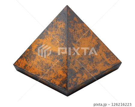 Rustic orange pyramid, textured surface evokes age and strength.  Perfect for concepts of power, history, or resilience. 126216223