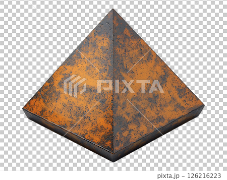 Rustic orange pyramid, textured surface evokes age and strength.  Perfect for concepts of power, history, or resilience. 126216223